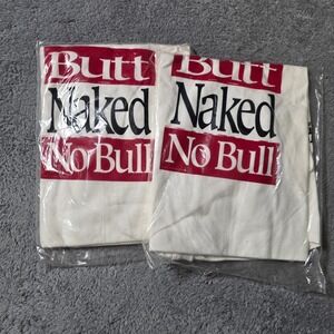 Winston Mens XL Henley Shirts x2 Cream Butt Naked No Bull Vintage 90s Promo USA
